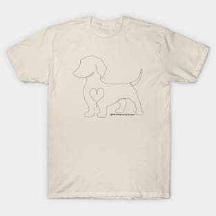 Dachshund With Heart Line Art Design (BLACK) T-Shirt